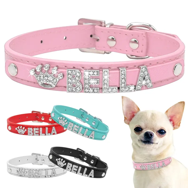 Collar de diamantes personalizable para perros y gatos