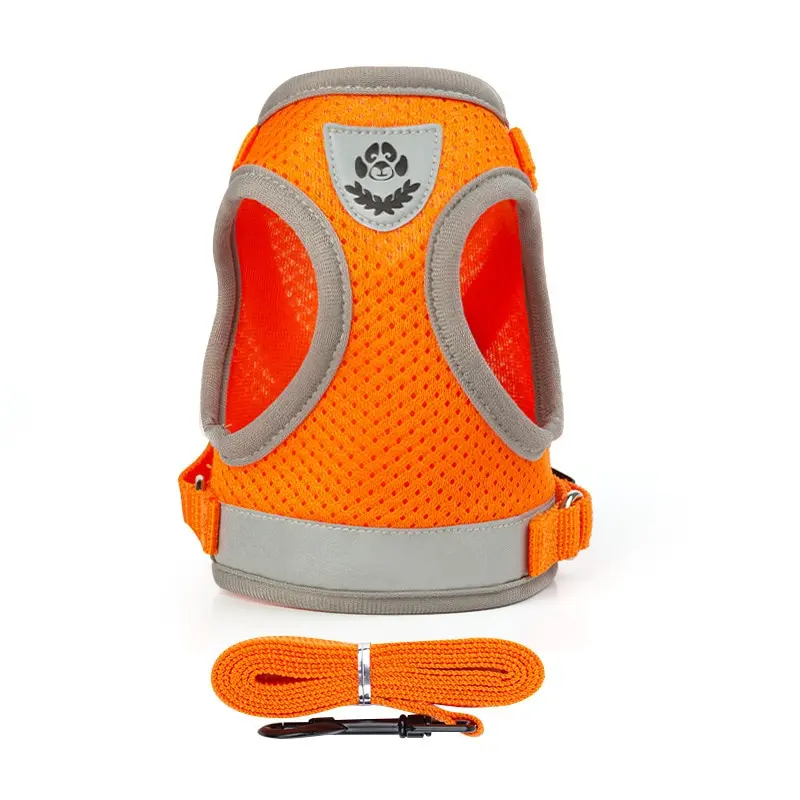 Conjunto de arnés y correa reflectante de seguridad para mascotas, chaleco para perros pequeños y medianos, correa de pecho para cachorros, Chihuahua y Bulldog