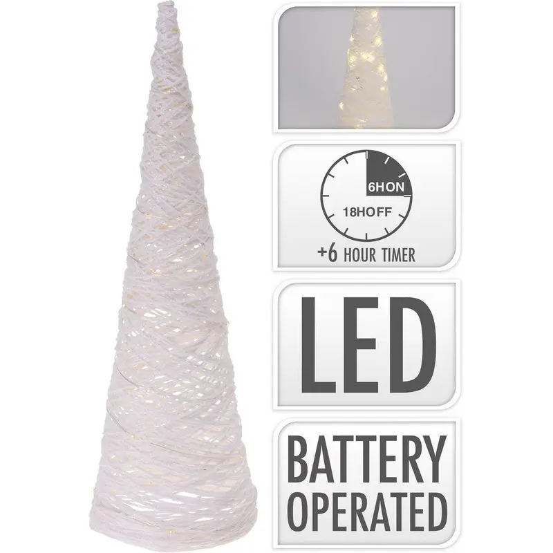 Cono Luminoso LED Bianco Caldo filo Bianco Glitter. Uso INTERNO