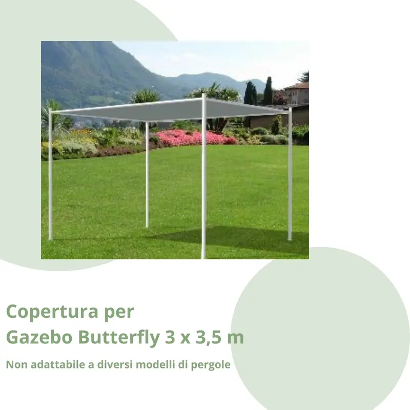 Copertura di Ricambio Gazebo Butterfly  3 x 3,5 m Grigio