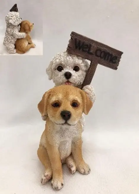 COPPIA CANI WELCOME 14X12XH17,5CM