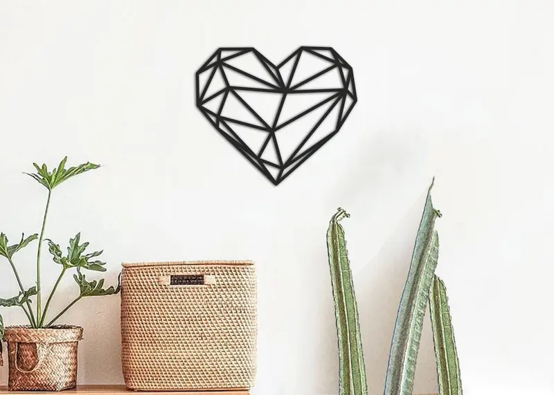 Corazón geométrico | Figura geométrica | Decoración pared | Hecha en madera