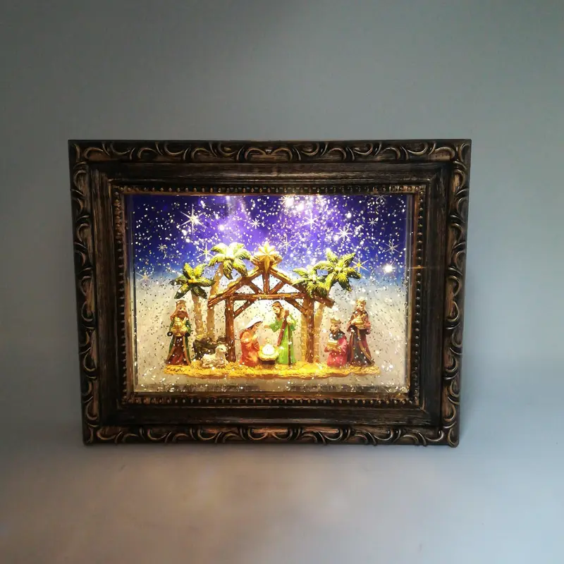 Cornice con Glitter in movimento e LED con Natività