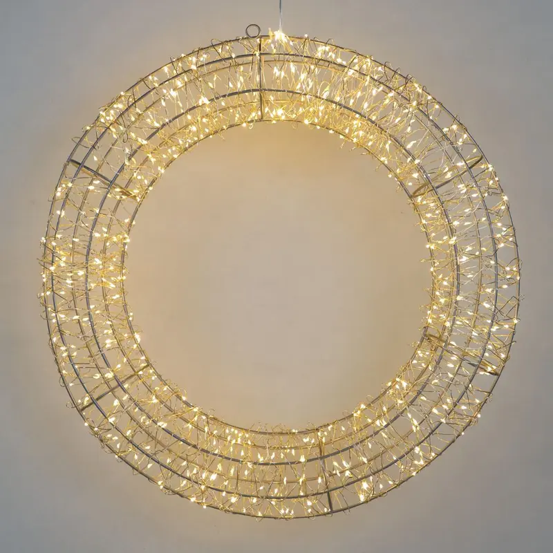Corona luminosa champagne con micro LED bianco caldo