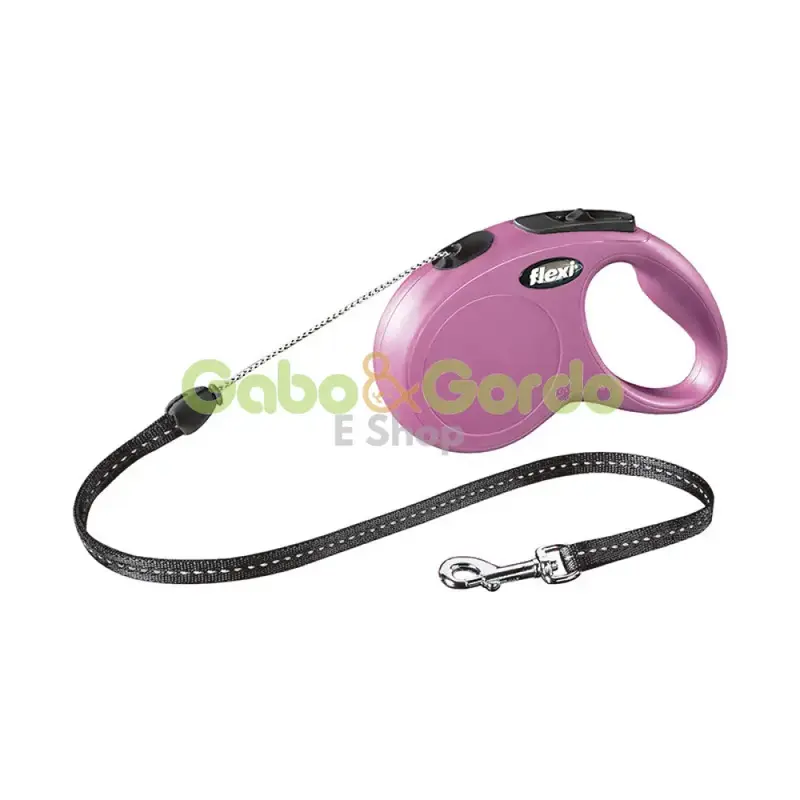 Correa Extensible FLEXI NEW CLASSIC ORIGINAL Rosa - 5 Metros para Perros hasta 20 kg | Fabricada en Alemania