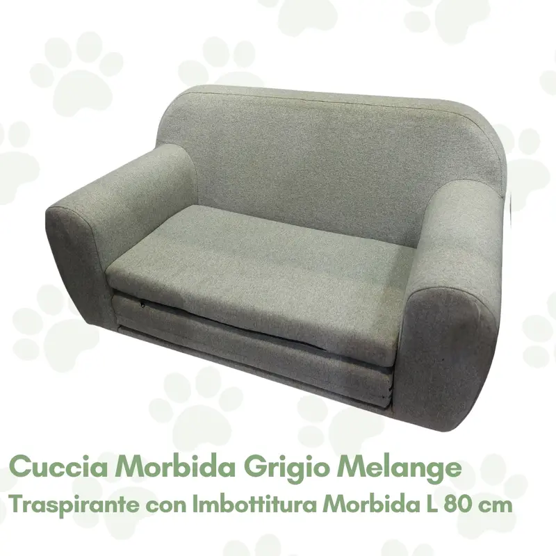 Cuccia Morbida per Cani Sofa Grigio Melange 80 cm