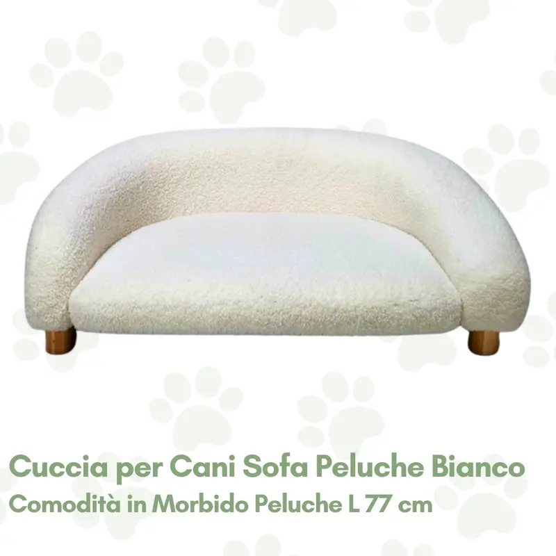 Cuccia per Cani Sofa Peluche Bianco 77 cm