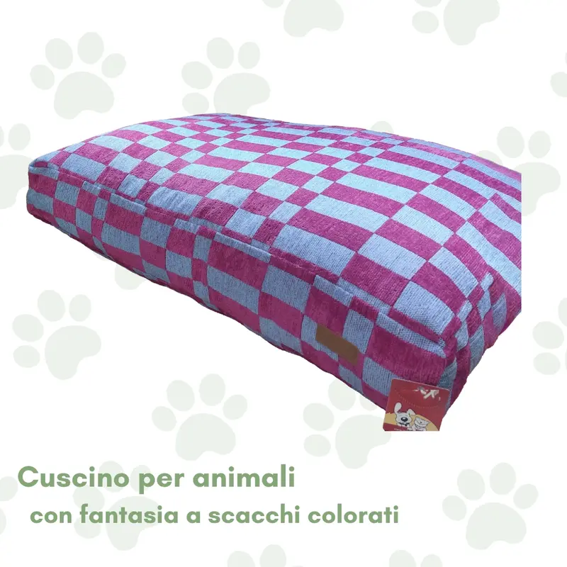 Cuscino per animali con fantasia a scacchi colorati