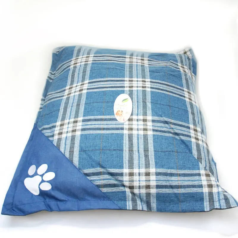 Cuscino Tartan per Cani Colore Denim 62x85