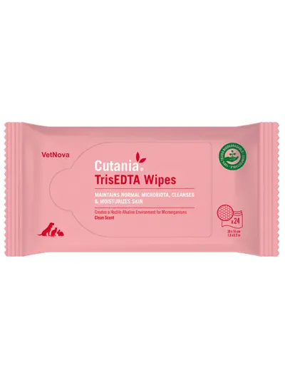 CUTANIA® TrisEDTA Wipes VetNova – Toallitas Antisépticas para Piel y Oídos