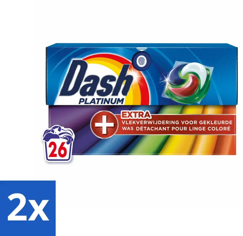 Dash 2 x – wasmiddelcapsules – 4in1 pods + extra vlekverwijdering color – 26 capsules - kleurbehoud - vlekverwijdering - ingedroogde vlekken - wasproduct - gekleurde was