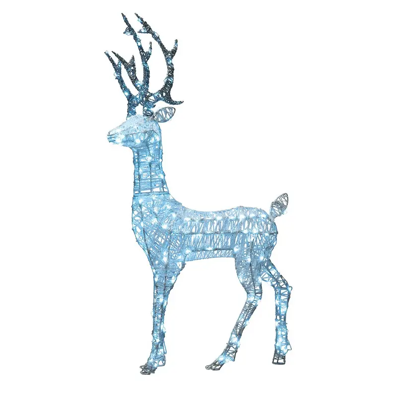 Decorazione Luminosa Natalizia Cervo in piedi Bianco Alto 100 cm