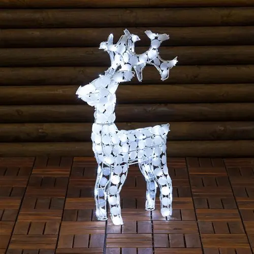 Decorazione Luminosa Natalizia Renna 120 Led Bianco Alta 70 cm