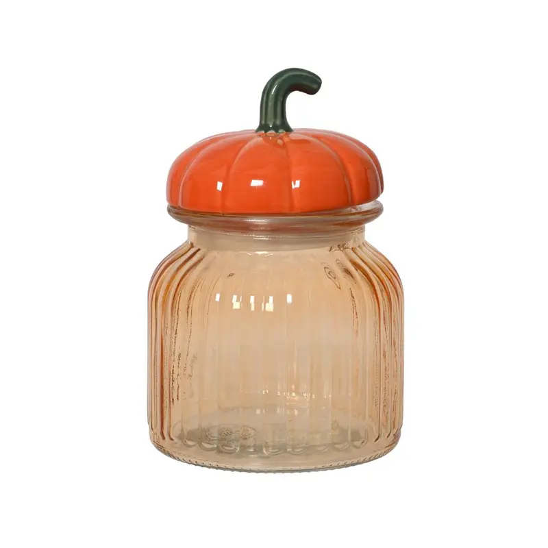 Decoris voorraadpot pompoen glas transparent ø10.8cx16.5cm
