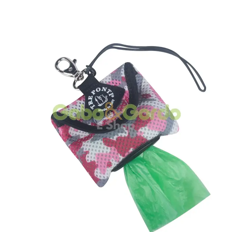 Dispensador de Bolsas para Mascotas TRE PONTI Rosa Camuflaje | Accesorio Práctico y Silencioso para Paseos