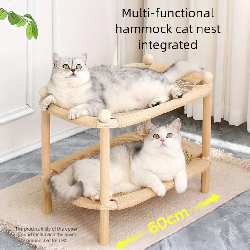 “Double-Layer Cat Hammock Nest & Scratch Pad – Cozy Cat Furniture Bed for Kittens & Adult Cats”