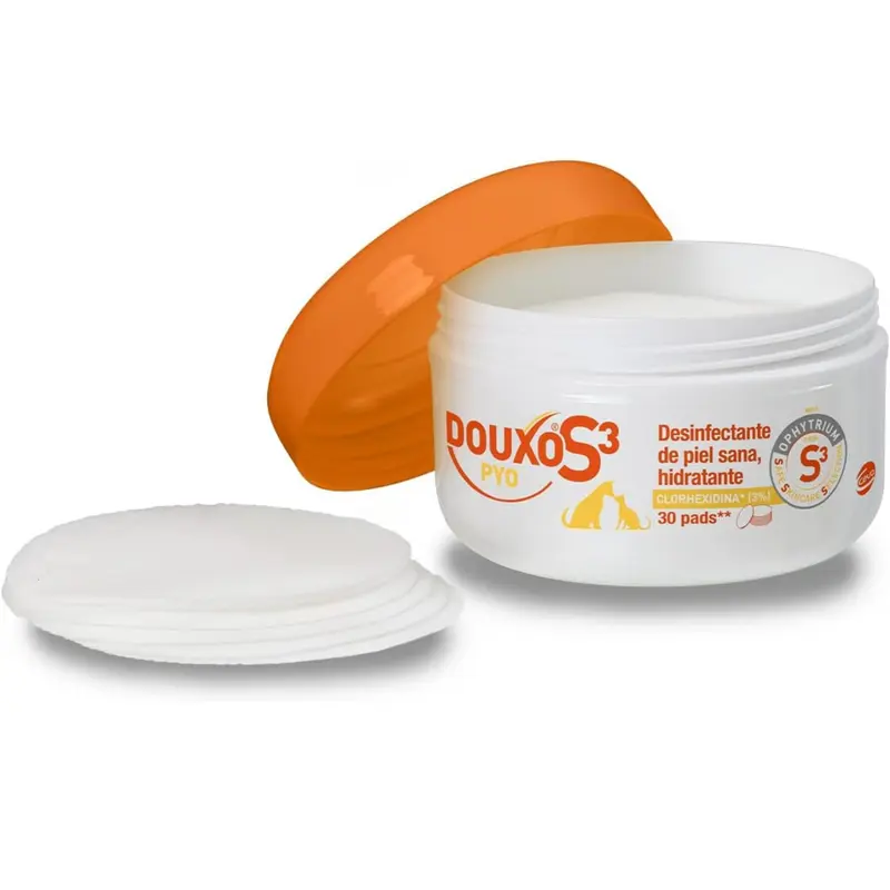 🐾 Douxo S3 Pyo Pads – Discos antisépticos para zonas localizadas en perros y gatos