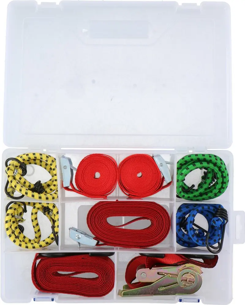 Dunlop set spanbanden en snelbinders - 8-delig in koffer - verschillende soorten - 1x met ratel