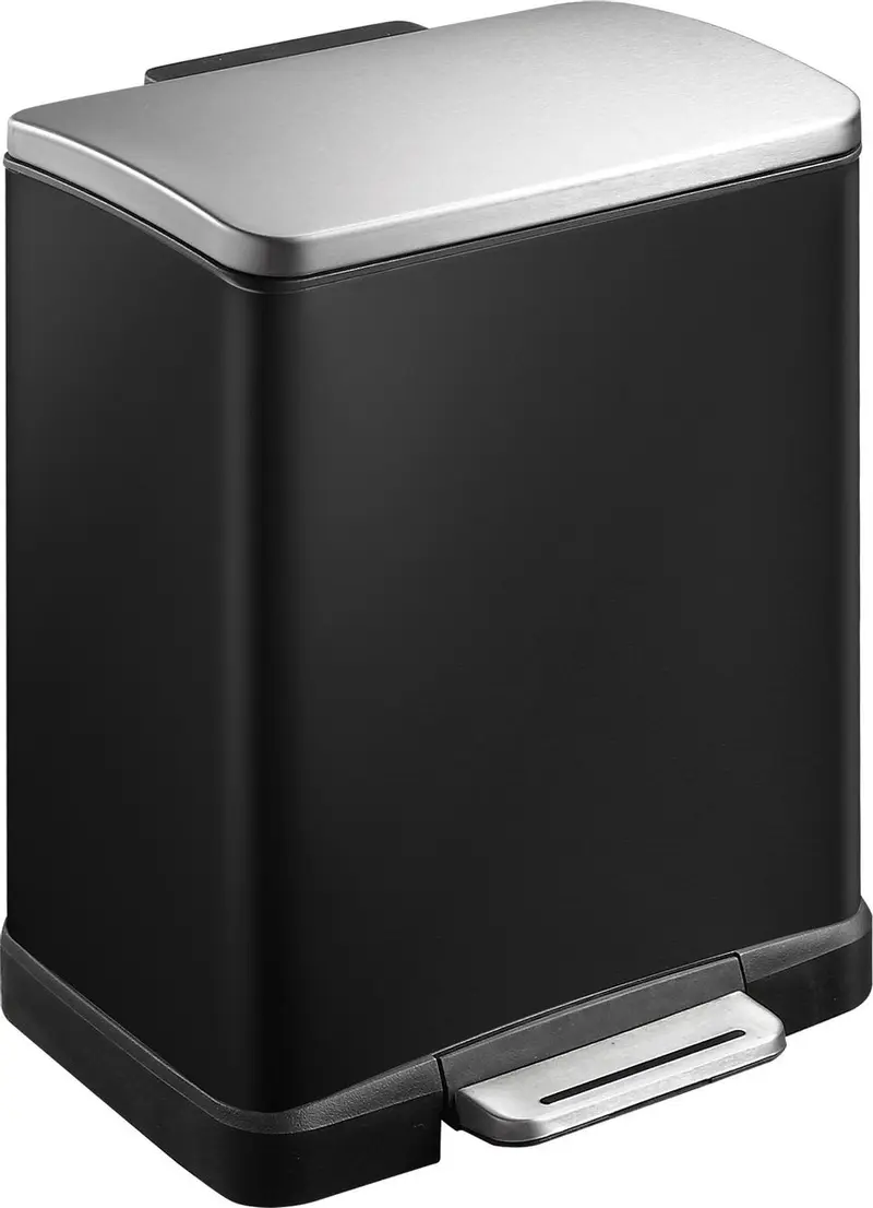 Eko - e-cube pedaalemmer 20 liter - stainless steel plastic - zwart glanzend, mat rvs - prullenbak