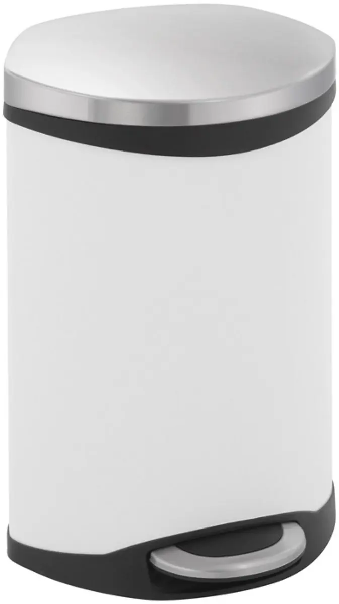 Eko - shell bin pedaalemmer 10 liter - steel plastic - wit, mat rvs - prullenbak