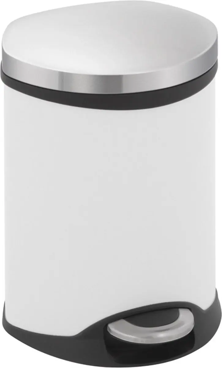 Eko - shell bin pedaalemmer 6 liter - steel plastic - wit, mat rvs - prullenbak
