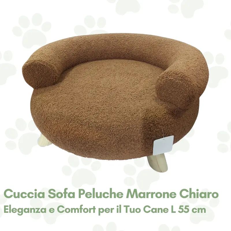 Elegante Cuccia Sofa Peluche Marrone Chiaro 55 cm