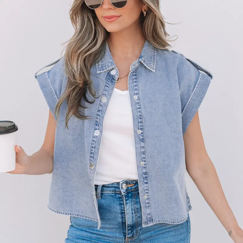 Emelia Denim Cap Sleeve Shirt
