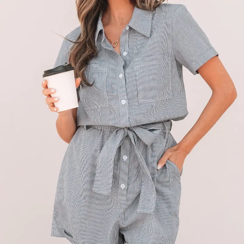 Fernanda Stripe High Waist Romper