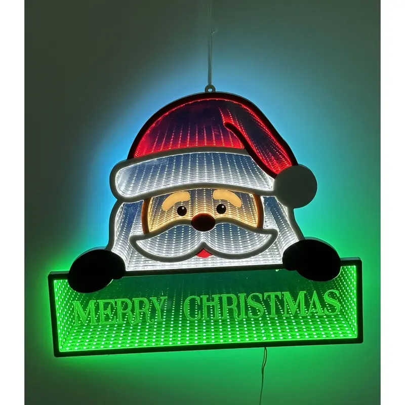 Figura di Babbo Natale con scritta Merry Christmas effetto infinity