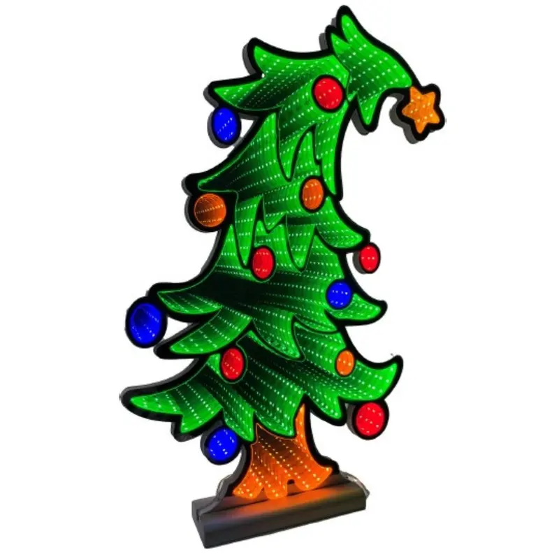 Figura luminosa ad effetto infinity di albero con punta curva