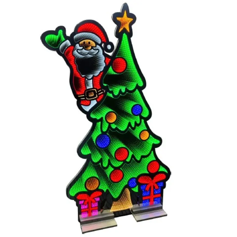 Figura luminosa albero con Babbo Natale effetto infinity da esterno