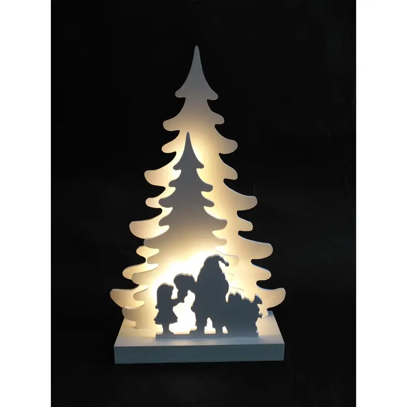 Figura luminosa in legno - Silhouette paesaggio Natale