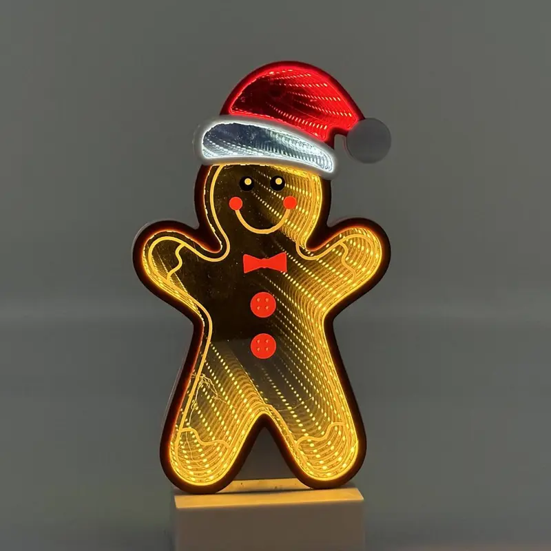 Figura luminosa omino di pan di zenzero con effetto infinity