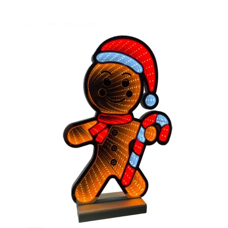 Figura luminosa omino pan di zenzero con effetto infinity