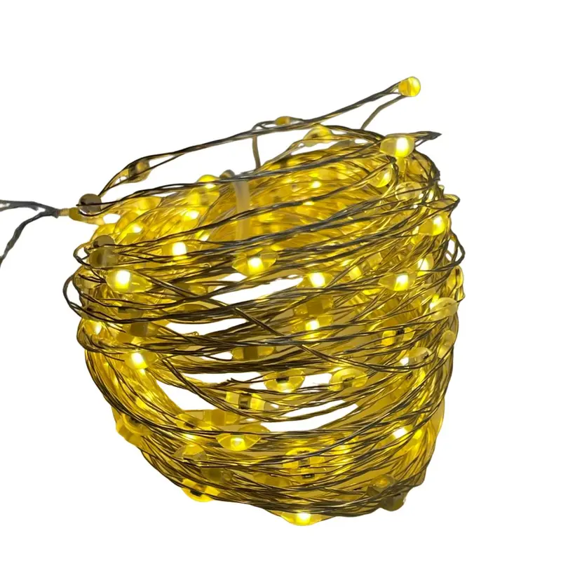 Filo luci metal argento micro LED bianco caldo