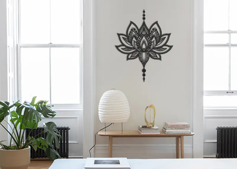 Flor de Loto | Figura geométrica | Decoración pared | Hecha en madera