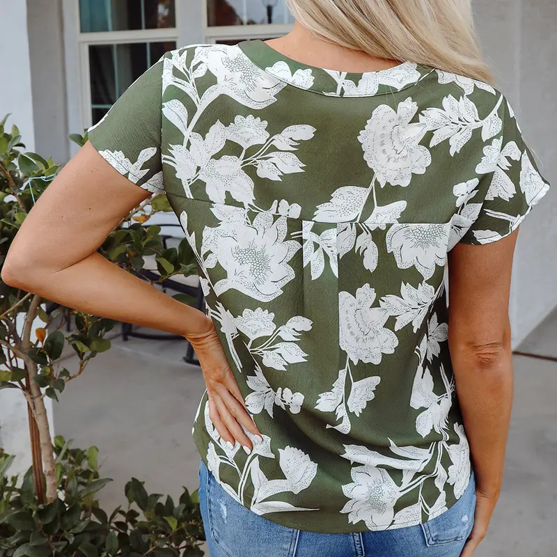 Floral Split Neck Blouse