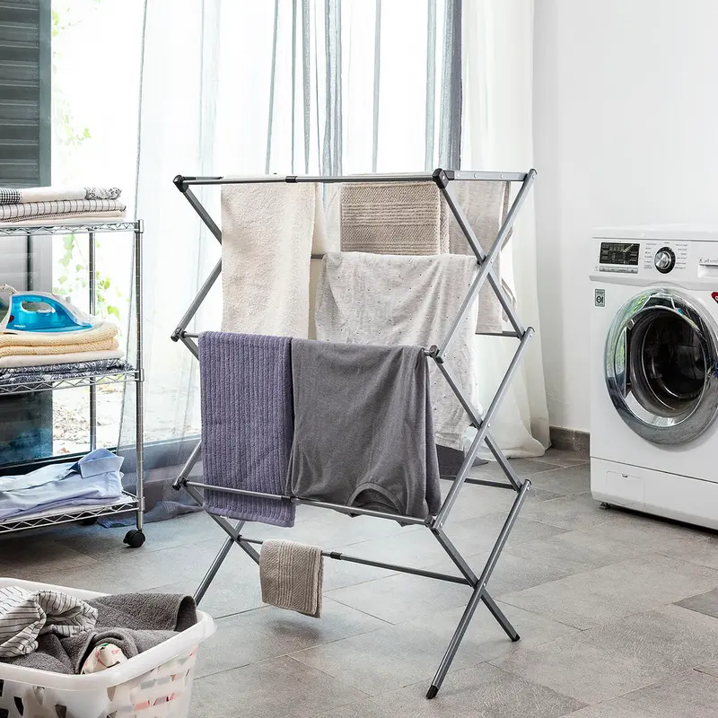 Folding and Extendable Metal Clothes Dryer with 3 Levels Cloxy InnovaGoods 11 Bars