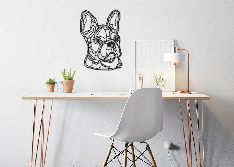 Frenchie | Figura geométrica | Decoración pared | Hecha en madera
