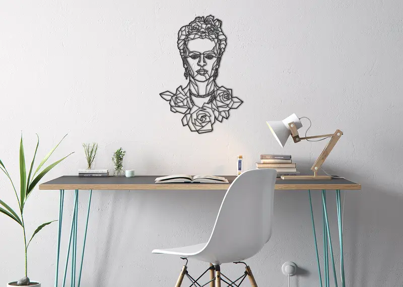 Frida | Figura geométrica | Decoración pared | Hecha en madera