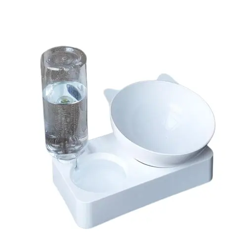Gamelle pour chat blanche avec distributeur à eau - Animal Lovers