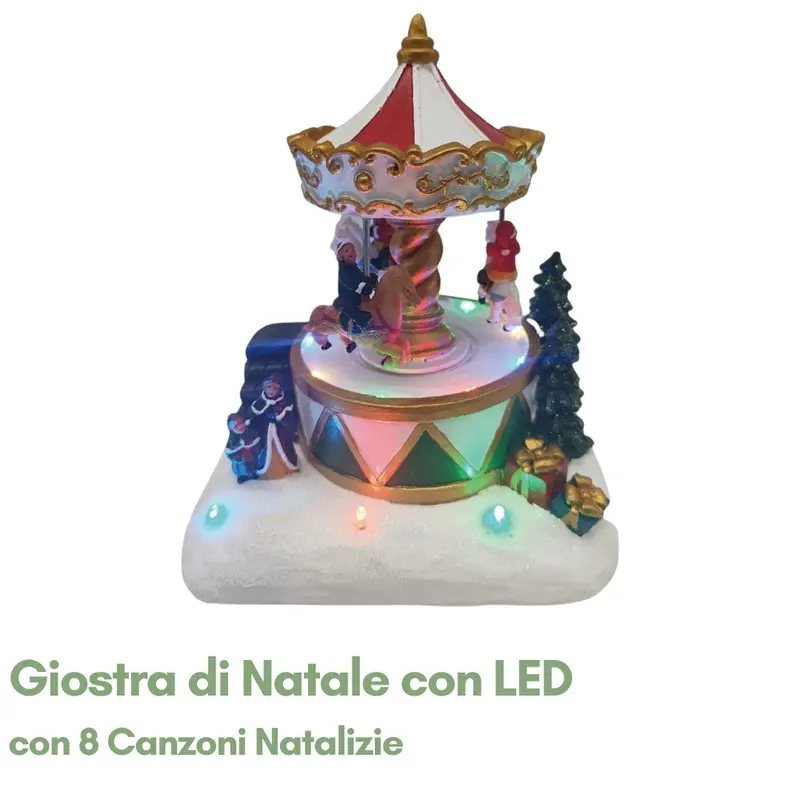 Giostra di Natale con LED e 8 Canzoni Natalizie