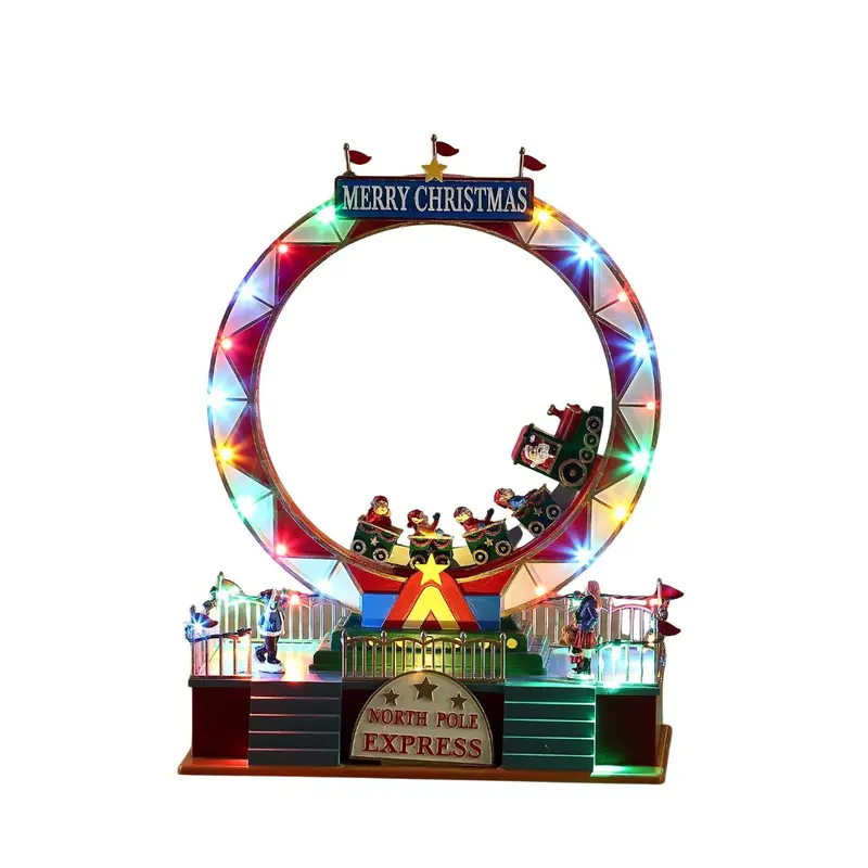 Giostra natalizia North Pole Express con LED e musica H32 cm