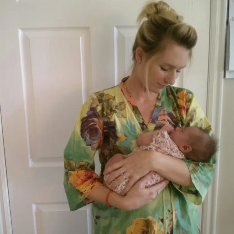 Green Crossover Maternity Shirt Robe