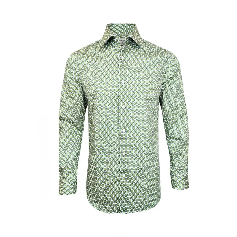 Green Geometric Slim Fit Shirt