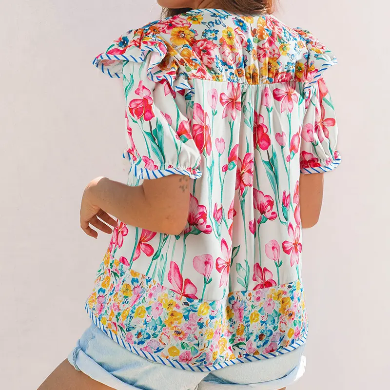 Greta Floral Split Neck Blouse