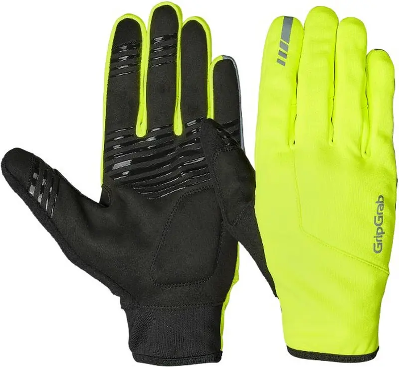 Gripgrab - hurricane 2 winddichte lente herfst fietshandschoenen lange vinger met padding - geel hi-vis - unisex - maat l