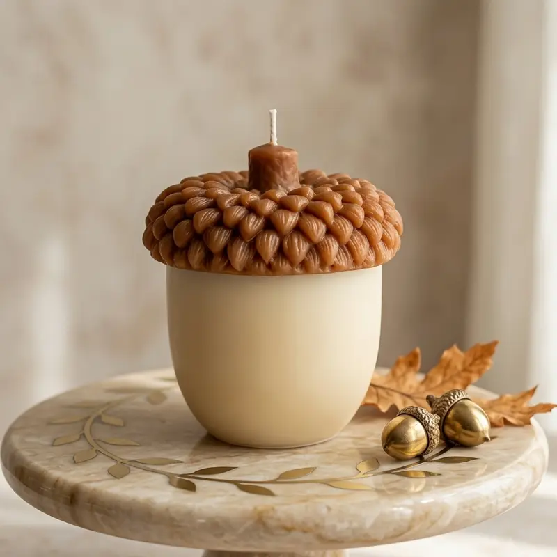 Handmade Acorn Candle – Rustic Fall Decor