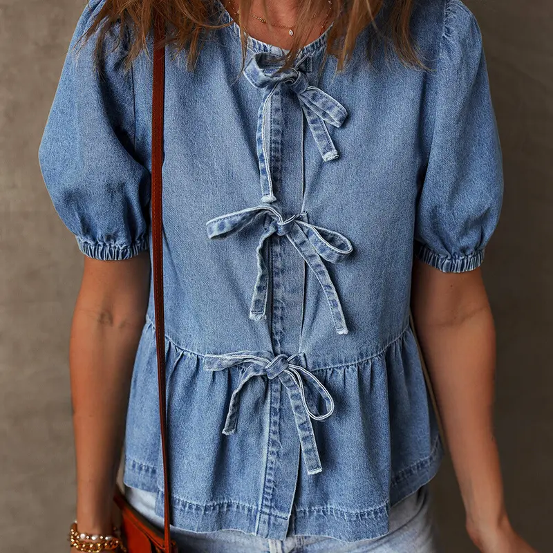 Hope Bubble Sleeve Denim Shirt