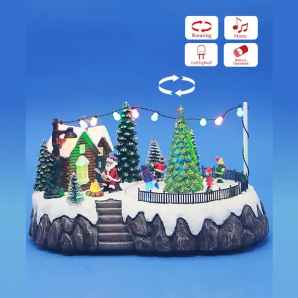 Ice Park con Babbo Natale - Miniatura natalizia in resina